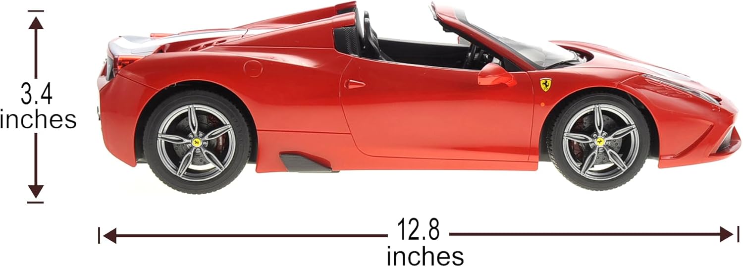 PowerTRC 114 Conrol Ferrari 458 Speciale con tapa convertible funcional  RC Electric Hobby Racing Car para niños, niñas y adultos (rojo)