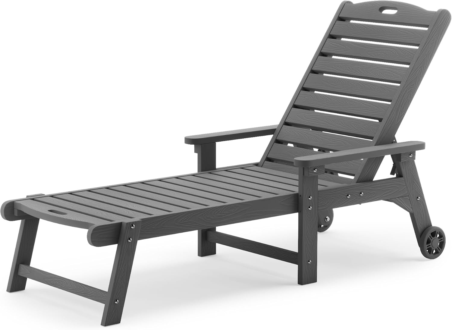 LUE BONA Tumbona para exteriores, material HDPS, silla de patio con respaldo ajustable, sillas de piscina de resina con ruedas para exteriores,