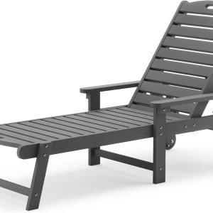 LUE BONA Tumbona para exteriores, material HDPS, silla de patio con respaldo ajustable, sillas de piscina de resina con ruedas para exteriores, LUE BONA Tumbona para exteriores, material HDPS, silla de patio con respaldo ajustable, sillas de piscina de resina con ruedas para exteriores,