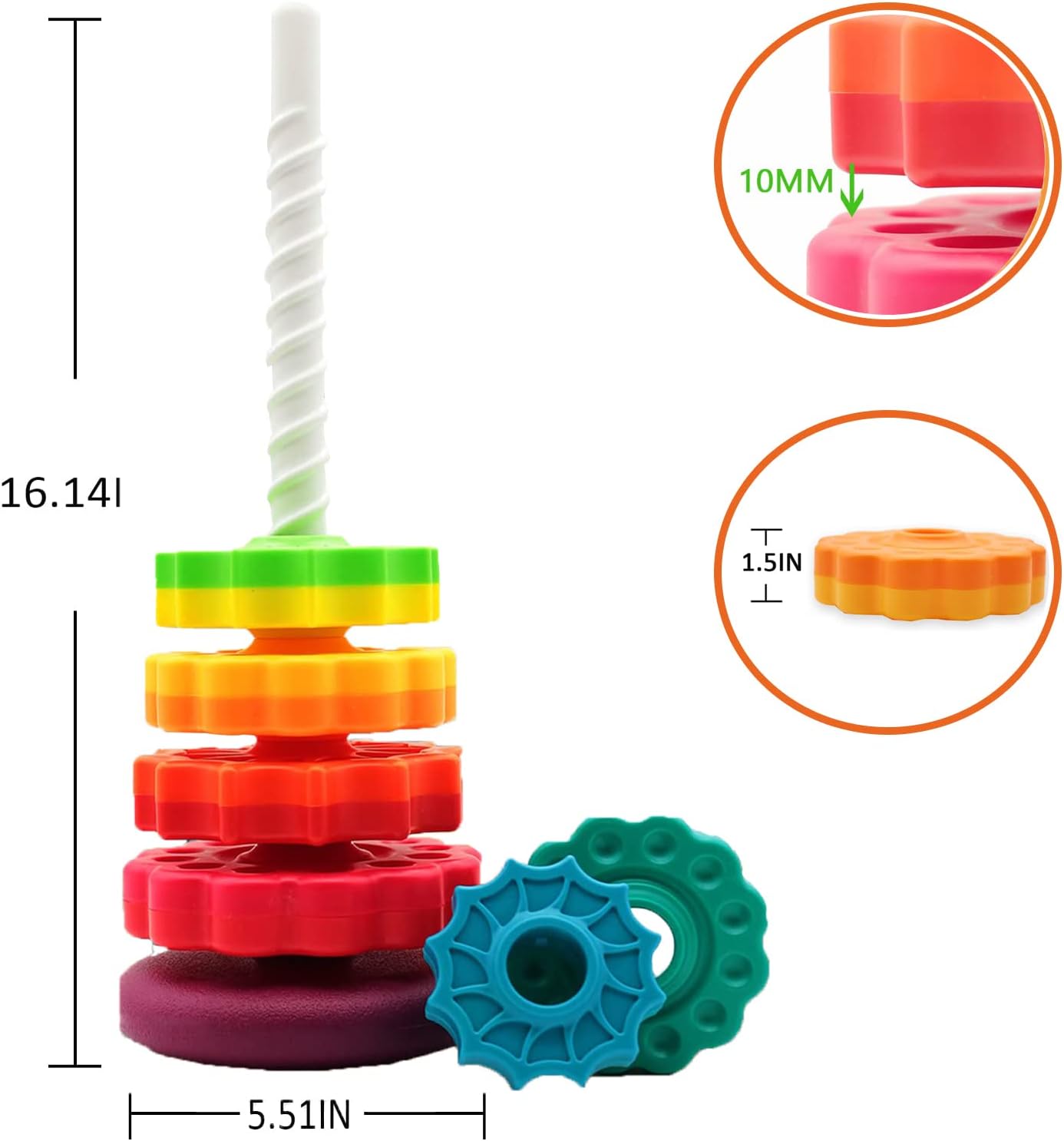 BYFWH Juguete apilable para bebés, juguete apilable prémium para niños, juguete apilable giratorio para bebés y niños pequeños, juguete educativo de