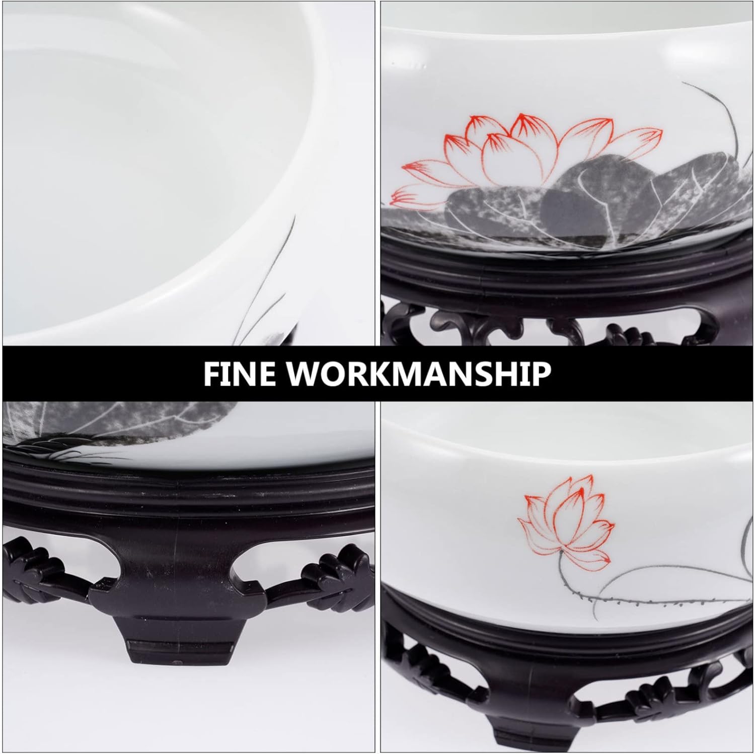 Veemoon Cerámica Water Lily Bowl Narciso Nautance Moneda de cobre Hierba Maceta con soporte Lotus Contenedor hidropónico Narciso Bonsái Maceta para