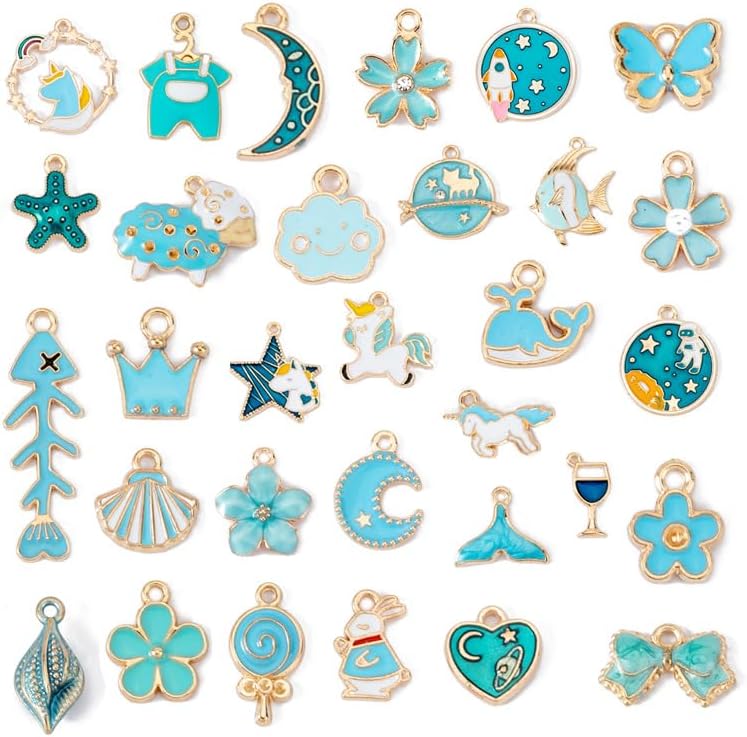 KHIOPNT 31 dijes de esmalte mixto para hacer joyas, lote a granel, collar, aretes, pulsera, hallazgos artesanales