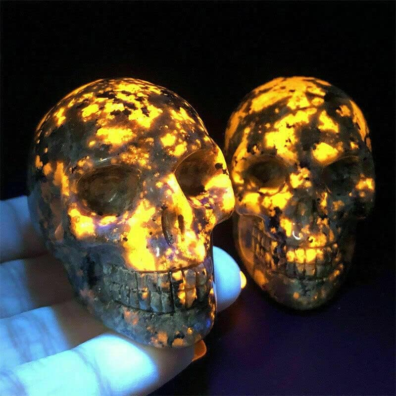 TEAMWILL 2″ Natural Flame’s Stone Cuarzo Calavera Cristal Tallado a Mano Curación 1pc