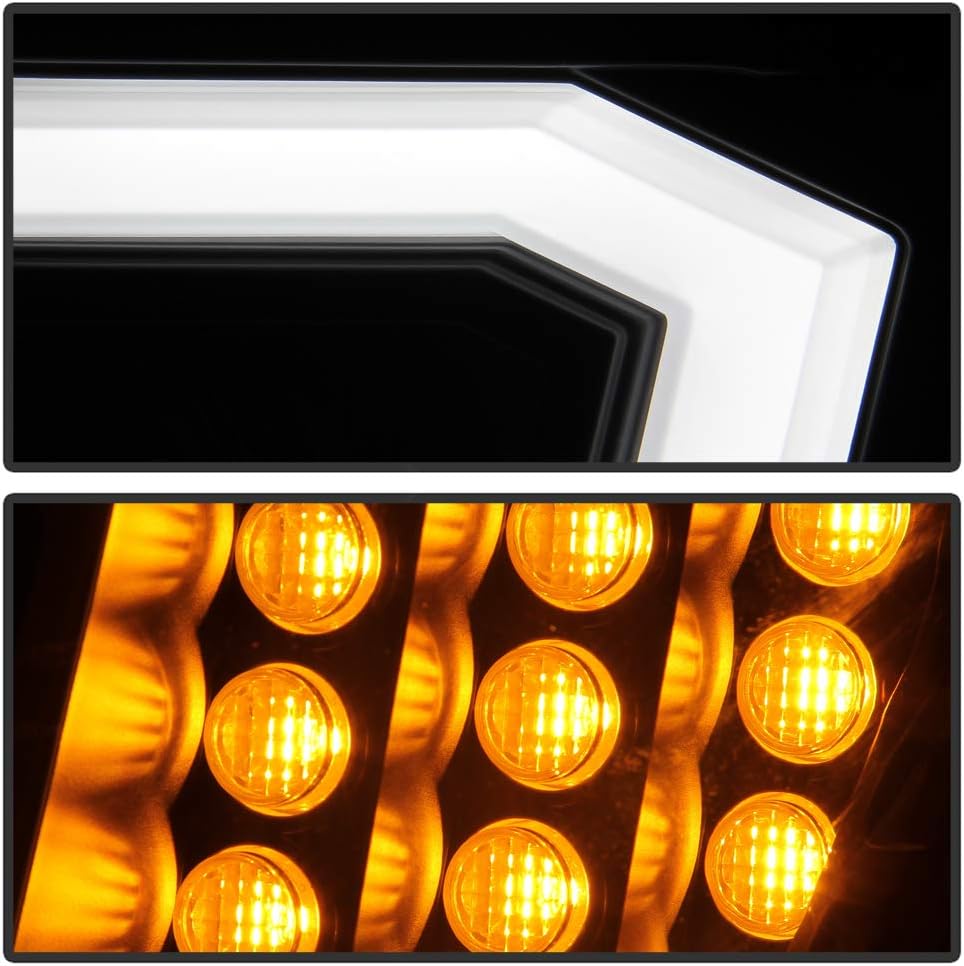 VIPMOTOZ Proyector halógeno de tubo de neón con tira LED para 2016-2023 compatible con Nissan TitanXD conductor y lado del pasajero, carcasa negra,