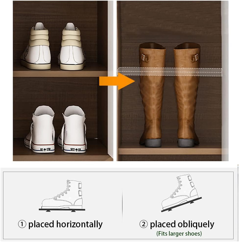 Chnnmbrn Armario de zapatos con cajones y puertas, armario de almacenamiento de zapatos de 5 niveles para entrada, organizador moderno de