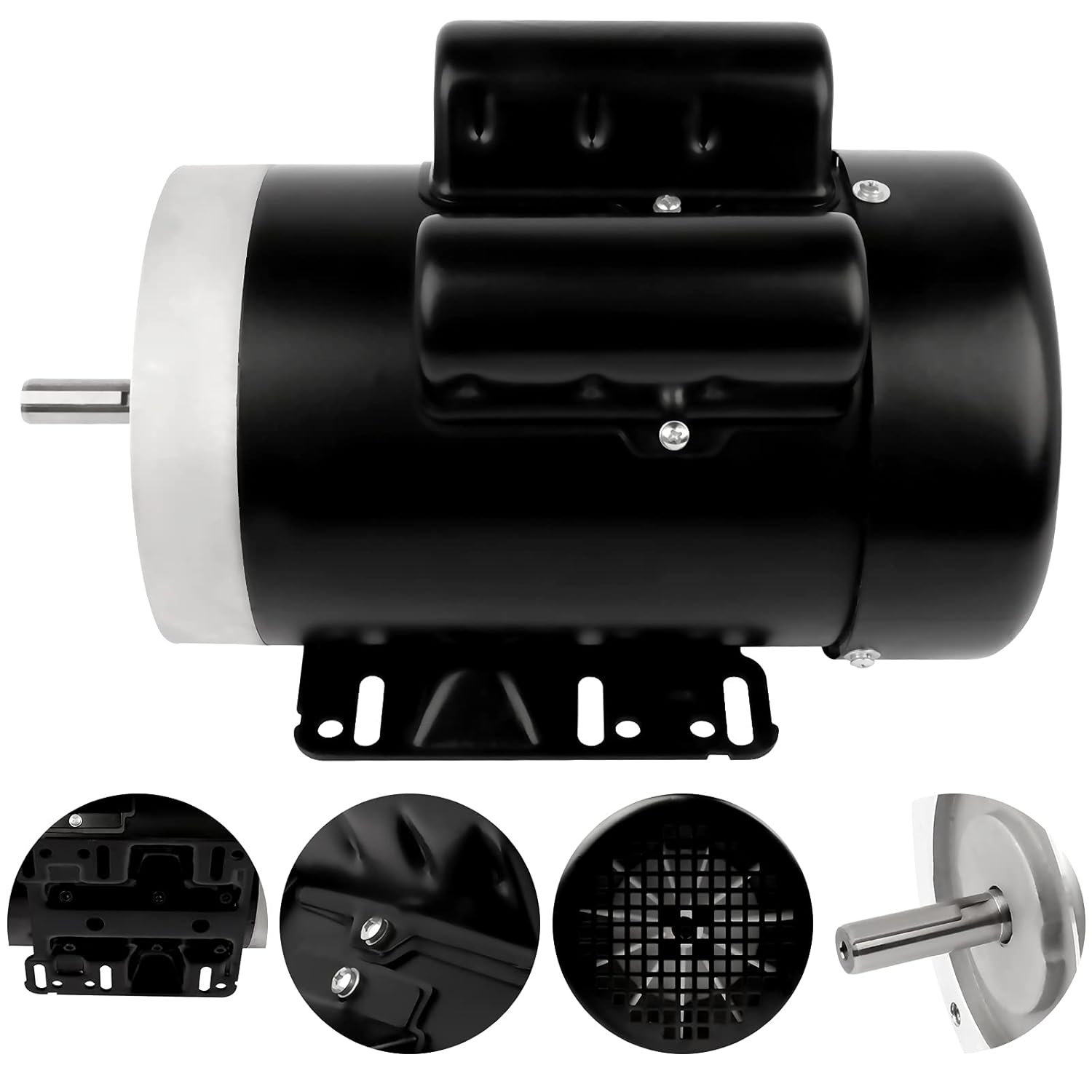 Motor eléctrico de 3HP Compresor 3450 RPM del motor eléctrico, monofásico 56C marco 208-230V 58″ eje 60Hz CWCCW TEFC
