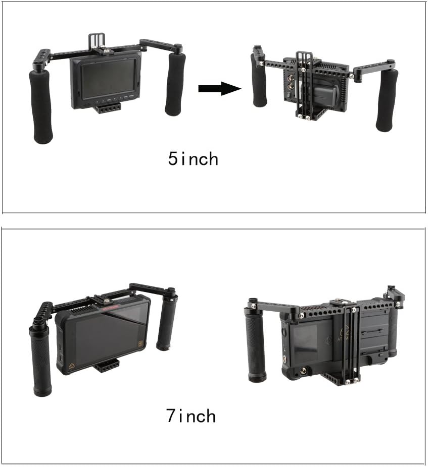CAMVATE Jaula para monitor con asas ajustables para monitores LCD de 5 pulgadas y 7 pulgadas – 1871