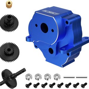 GLOBACT Caja de cambios de transmisión de aluminio con engranajes de transmisión de acero para 118 TRX4M piezas de actualización (azul) GLOBACT Caja de cambios de transmisión de aluminio con engranajes de transmisión de acero para 118 TRX4M piezas de actualización (azul)
