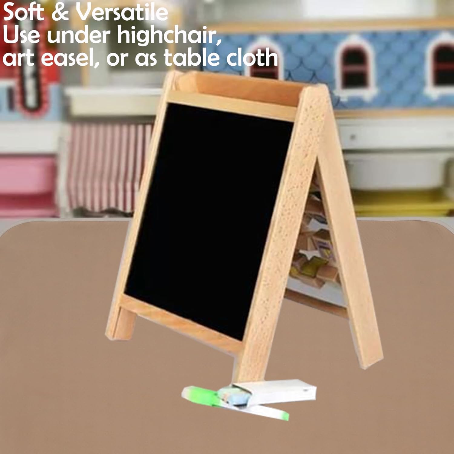 Tapete para salpicaduras de bebé para debajo de la silla alta, artesmanualidades, tapete impermeable antideslizante de 51 pulgadas para comer