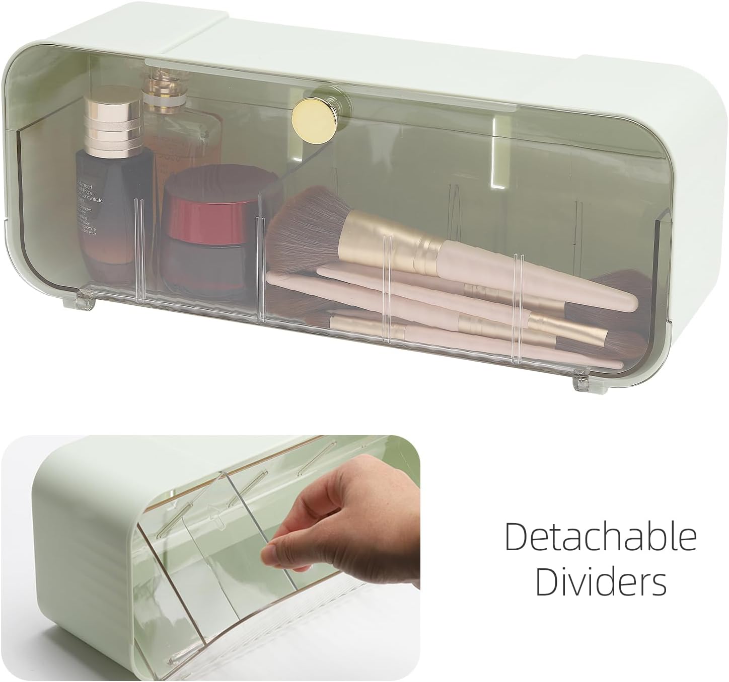 Tecbeauty Dispensador de soporte Qtip de 5 rejillas, organizador de bolas de algodón montado en la pared, caja de almacenamiento con 4 divisores