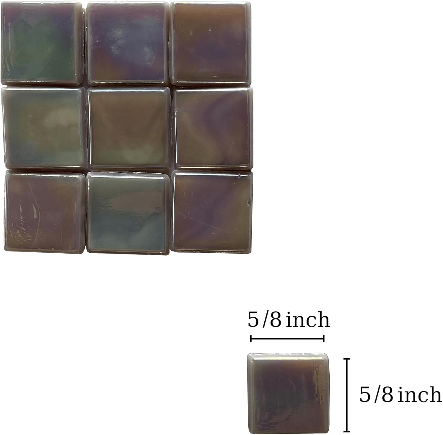 1.1lb Bulk Single Iridescent Color Mosaic Tiles for Crafts, Glass Mosaic Pieces for Mosaic Puzzles, Stained Glass Tiles for Mosaic DIY, Mosaic