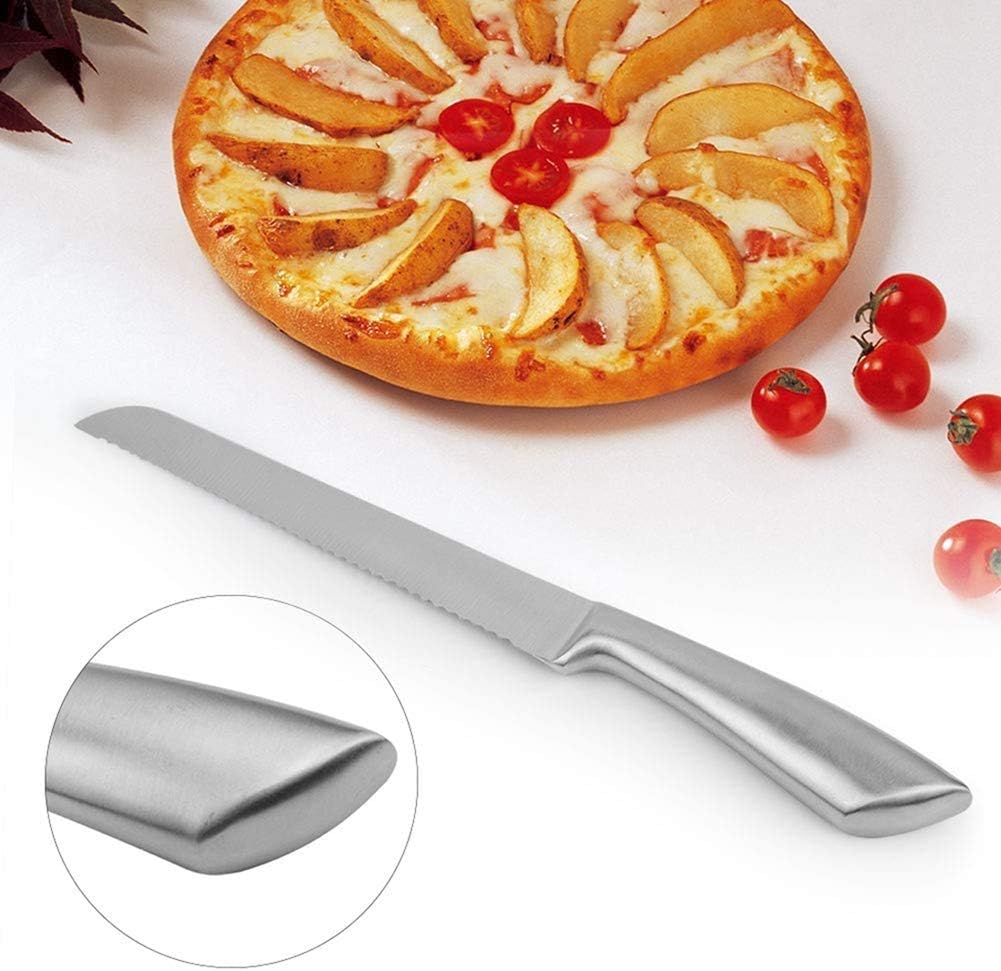 TOPINCN Cuchillo de pan de acero inoxidable con borde dentado, cuchillo para hornear pastel, pan, cortador de cocina, herramienta de mano