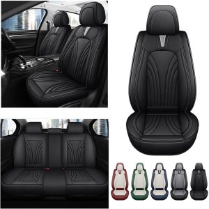 Juego de fundas de asiento de automóvil para Honda Civic 2003-2016, piel sintética impermeable, compatible con bolsas de aire y protector de cojín Juego de fundas de asiento de automóvil para Honda Civic 2003-2016, piel sintética impermeable, compatible con bolsas de aire y protector de cojín