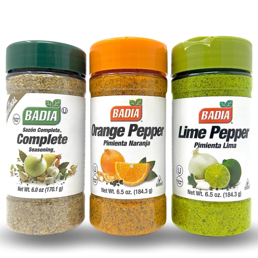 Badia – Paquete completo de condimentos de lima y pimienta cítrica naranja, condimento completo, juego de condimentos de pimienta lima y pimienta