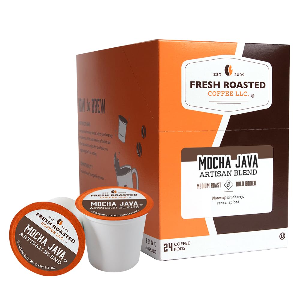 Fresh Roasted Coffee, Mocha Java, tostado medio, Kosher, compatible con K-Cup, 24 cápsulas