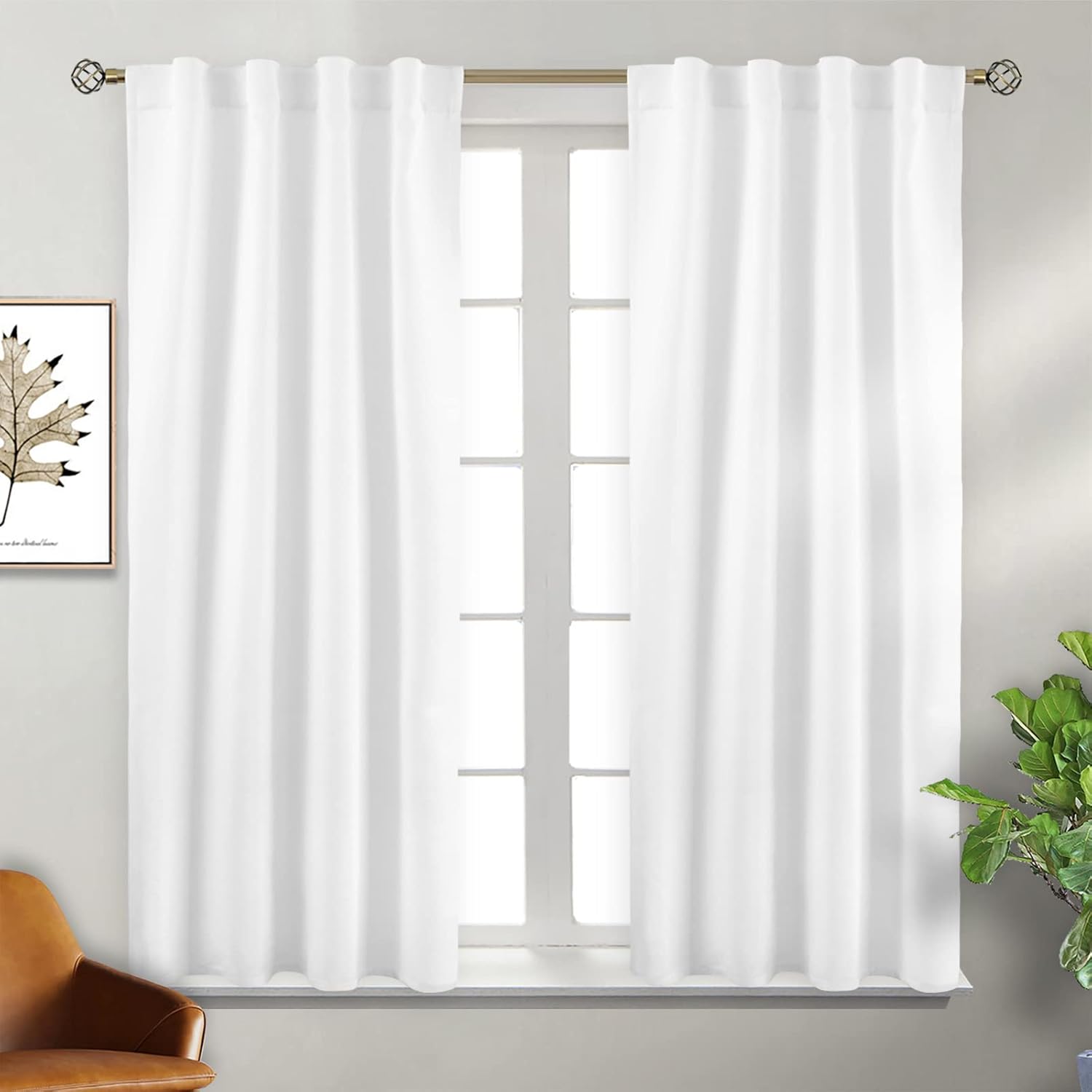 BGment 2paneles de cortinas opacas para ventana de dormitorio y sala de estar, con trabillas traseras, para cortinero, oscurecen el ambiente, con