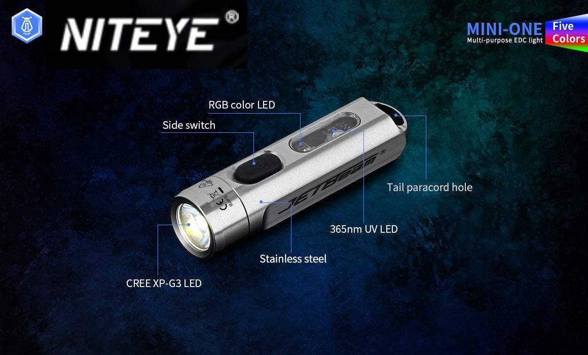 JETBeam Mini ONE USB carga Cree XP-G3 500 lúmenes 5 color LED linterna