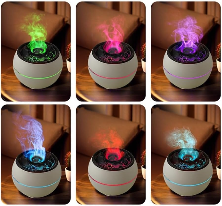 Humidificador Volcano de 6 colores, humidificador de aire de volcán con llama, difusor de aroma USB, para el hogar, gimnasio, dormitorio y oficina