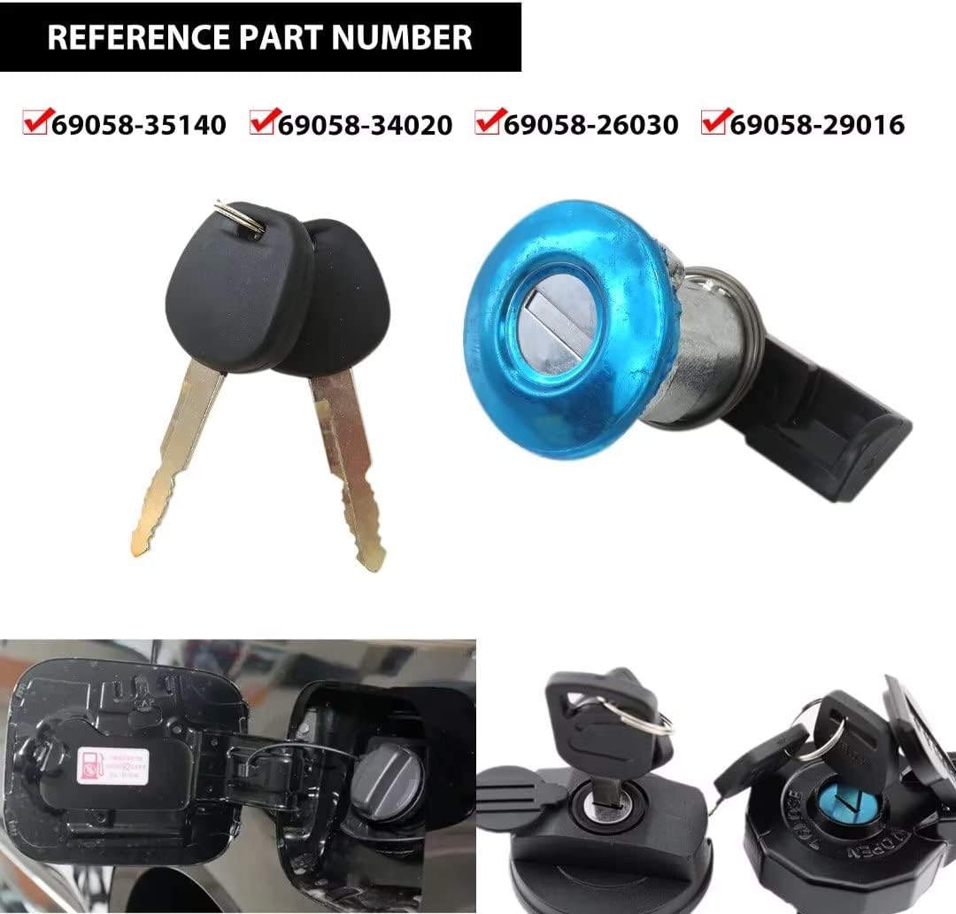 69058-35140, 69058-26030, 69058-34020 Cilindro de cerradura de puerta de combustible y 2 llaves compatibles con Toyota Tundra Base 2001 Pickup de