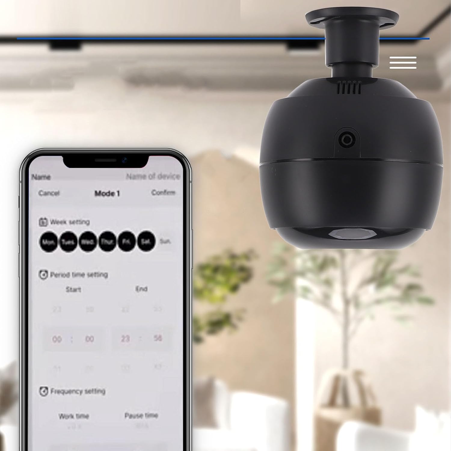Difusor de aceite esencial montado en el techo, máquina de aire con aroma WiFi con función, funcionamiento silencioso para oficina en casa (enchufe