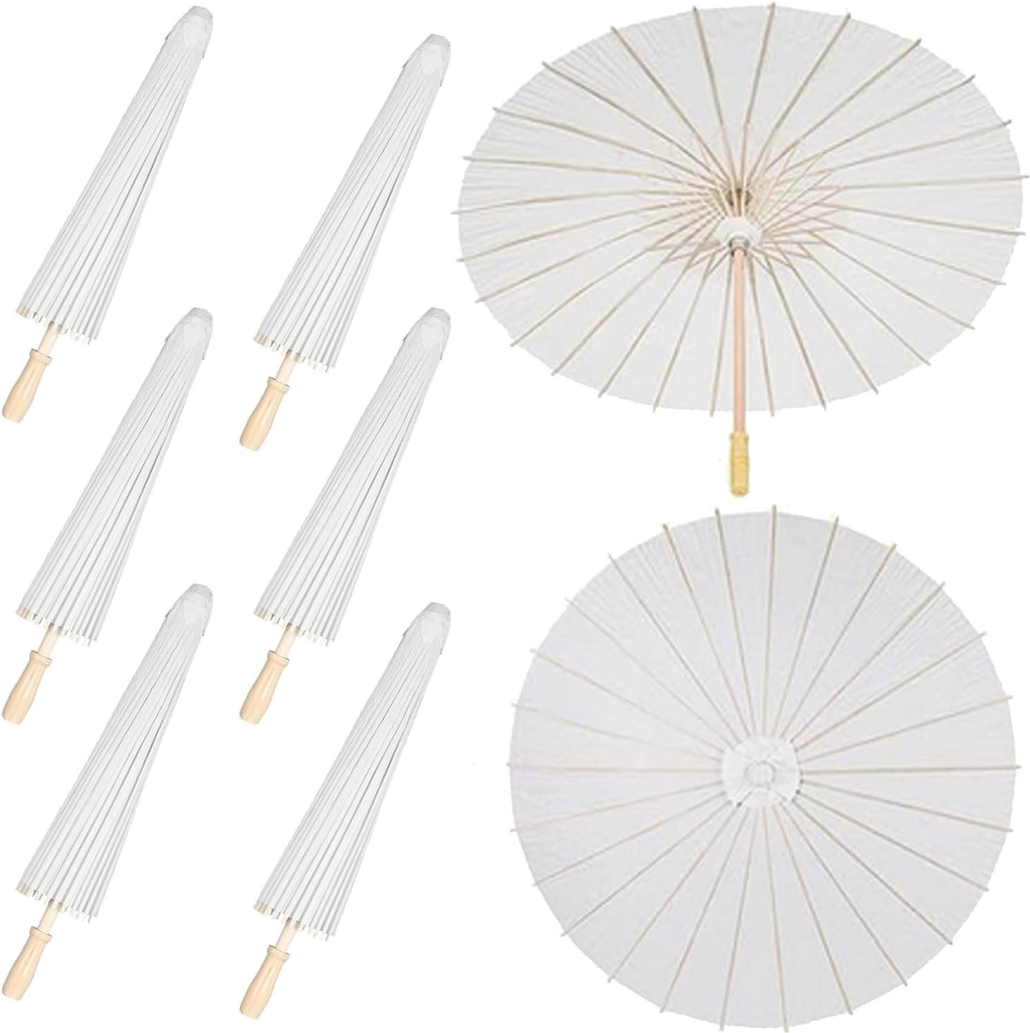 Haundry Paraguas de papel de 33 pulgadas, paraguas decorativo de papel blanco para bodas, pintura de papel aceitado para manualidades, decoración de