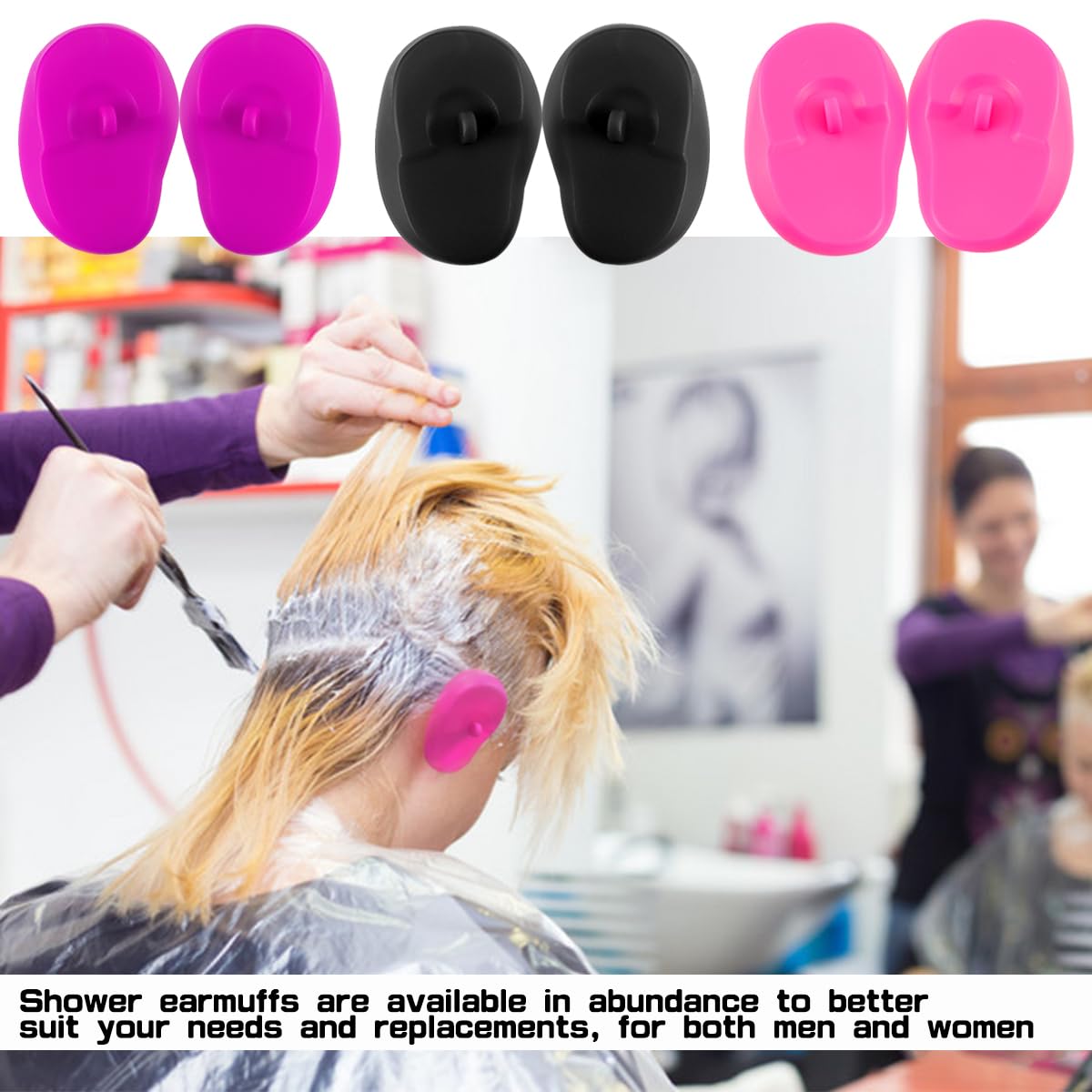 FERCAISH 6 protectores de silicona para los oídos, protectores impermeables para los oídos, duraderos, reutilizables e ideales para peluquería, spa,