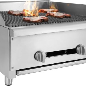 Charbroiler comercial de 24 pulgadas, parrilla de gas naturalpropano resistente con 2 quemadores, 56,000 BTU, equipo de cocina comercial certificado Charbroiler comercial de 24 pulgadas, parrilla de gas naturalpropano resistente con 2 quemadores, 56,000 BTU, equipo de cocina comercial certificado