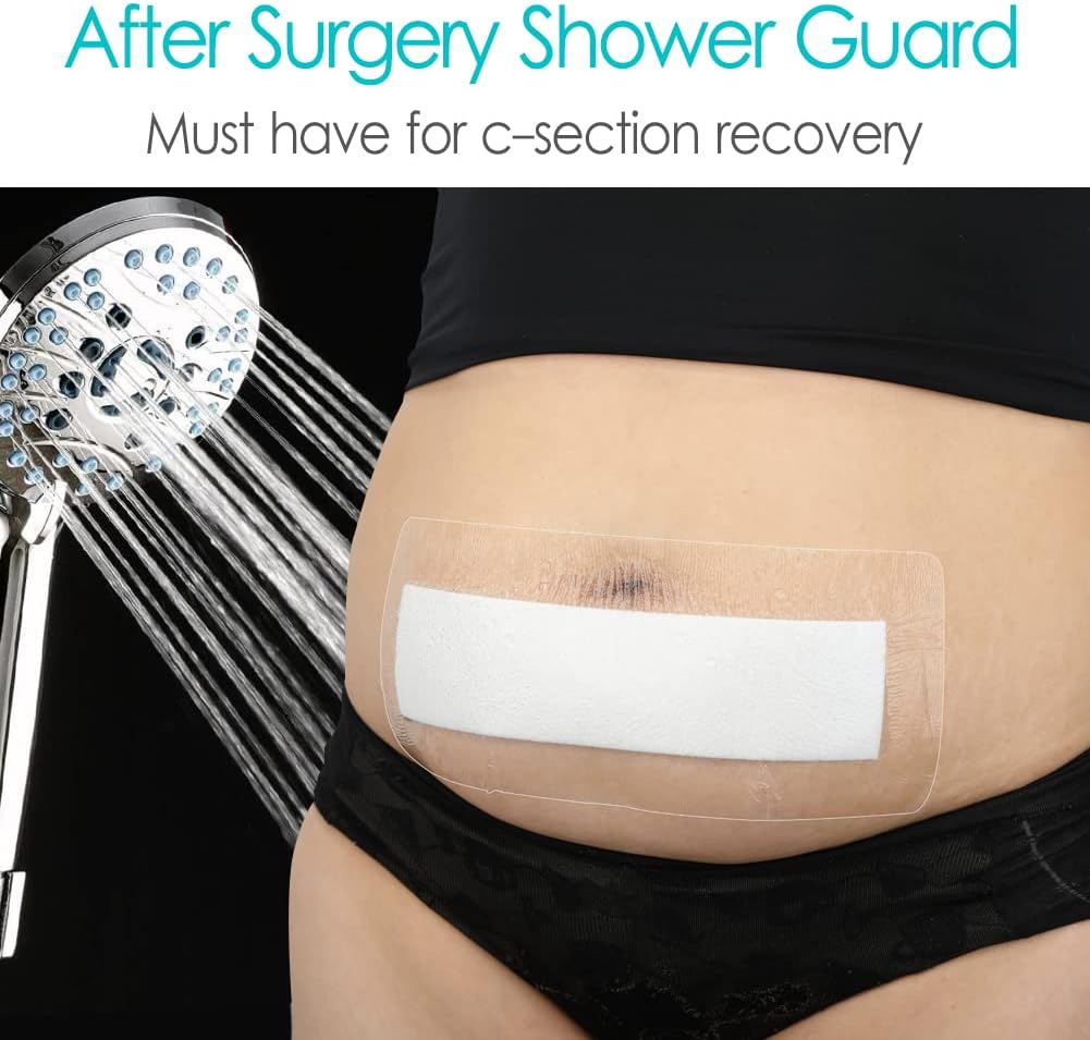 14 unidades de protector de ducha impermeable con incisión de sección C, vendaje de 4 x 10 pulgadas para abdominoplastia post heridas abdominales,