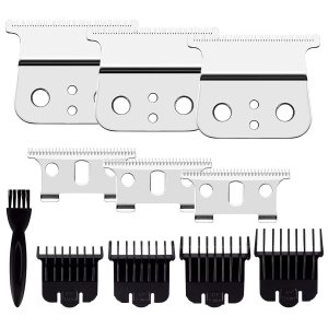 Paquete de 3 cuchillas de repuesto T Outliner compatibles con recortadora Andis GTXGTO, repuesto para cortapelos en T (hoja T de acero plateado + Paquete de 3 cuchillas de repuesto T Outliner compatibles con recortadora Andis GTXGTO, repuesto para cortapelos en T (hoja T de acero plateado +