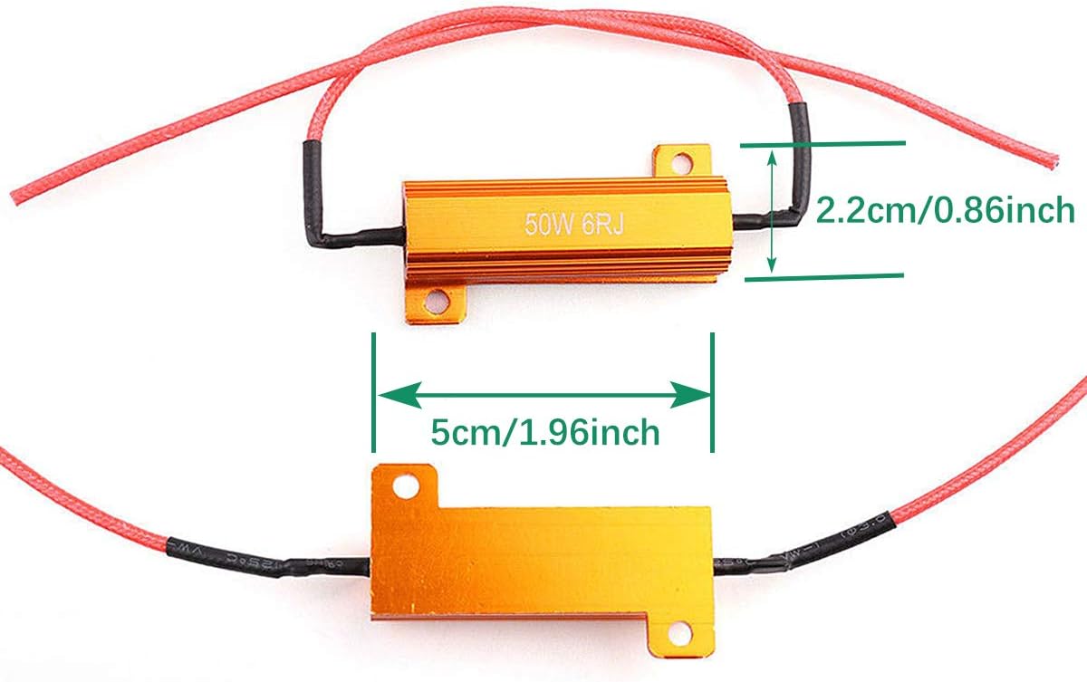 AIRKOUL 4 unidades de 50 W 6 ohmios de carga de resistencia de carga de bombilla LED rápida hiperflash intermitente intermitente código de error