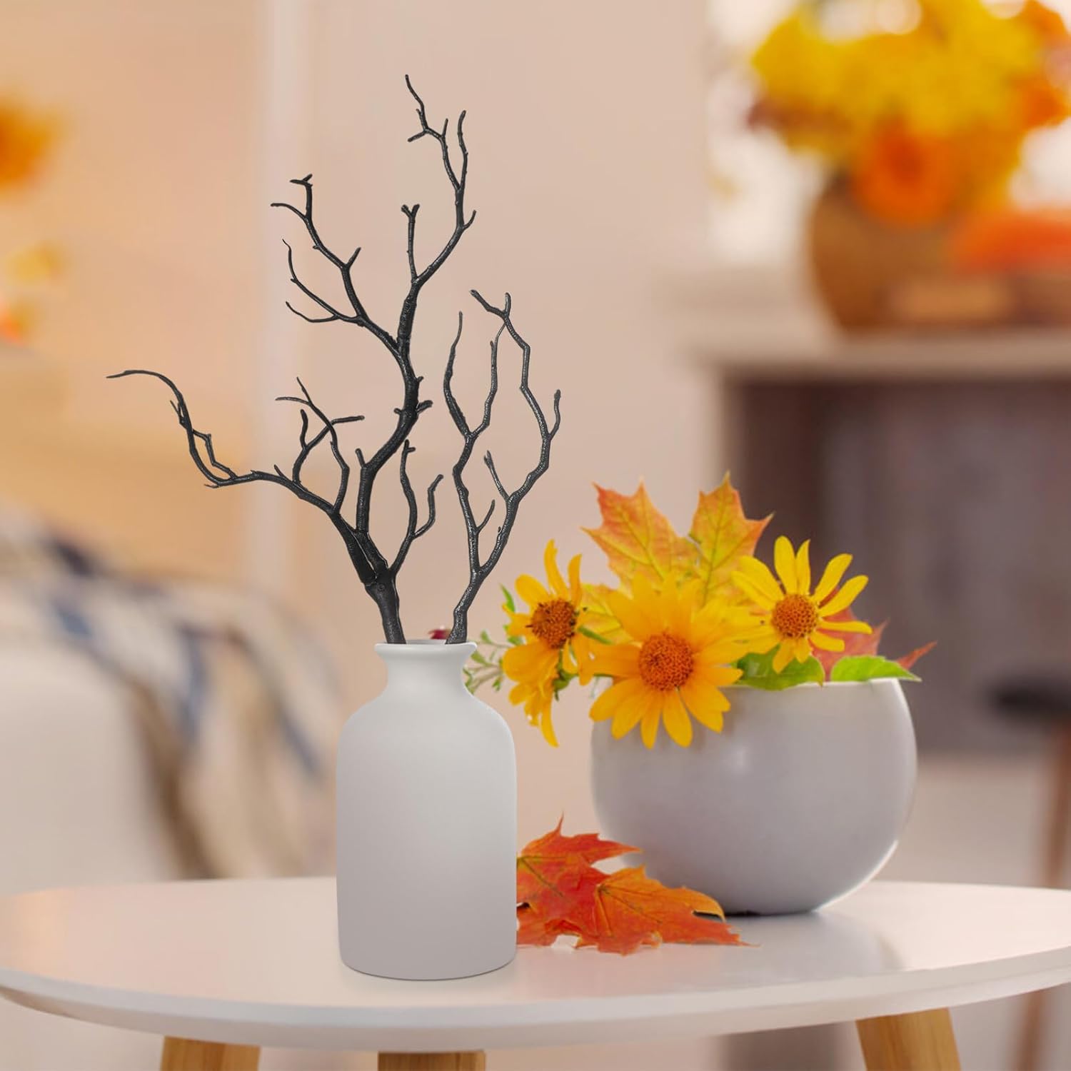 Garneck Ramas de árbol secas de cuernos artificiales, 4 ramas de árbol de plástico de 13.8 pulgadas, ramas de manzanita para decorar arte, ramas de