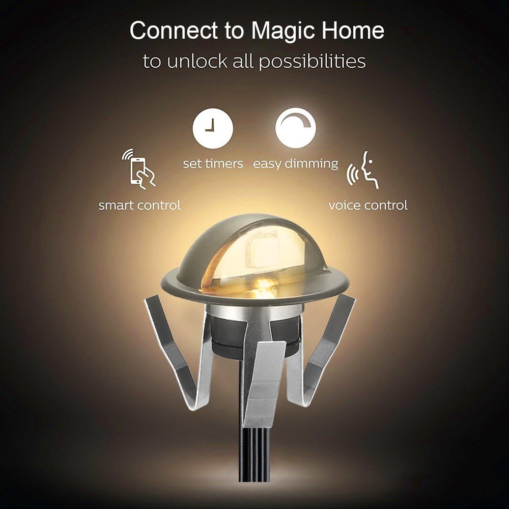 FVTLED Kit de luces WiFi para cubierta, 10 piezas de bajo voltaje 1.38 para exteriores, escalera, iluminación LED blanca cálida, funciona con Alexa