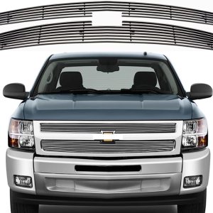 Inserto de rejilla cromada para Chevy Silverado 1500 2007-2013 Front Billet Grill Inserts Cover Guard Replament 2pcs Aluminio 08 09 10 11 12 Inserto de rejilla cromada para Chevy Silverado 1500 2007-2013 Front Billet Grill Inserts Cover Guard Replament 2pcs Aluminio 08 09 10 11 12