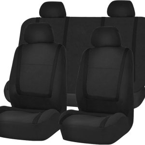 FH Group – Juego completo de fundas de asiento de automóvil, de tela negra, ajuste universal, de asiento delantero de respaldo bajo y de asiento FH Group – Juego completo de fundas de asiento de automóvil, de tela negra, ajuste universal, de asiento delantero de respaldo bajo y de asiento