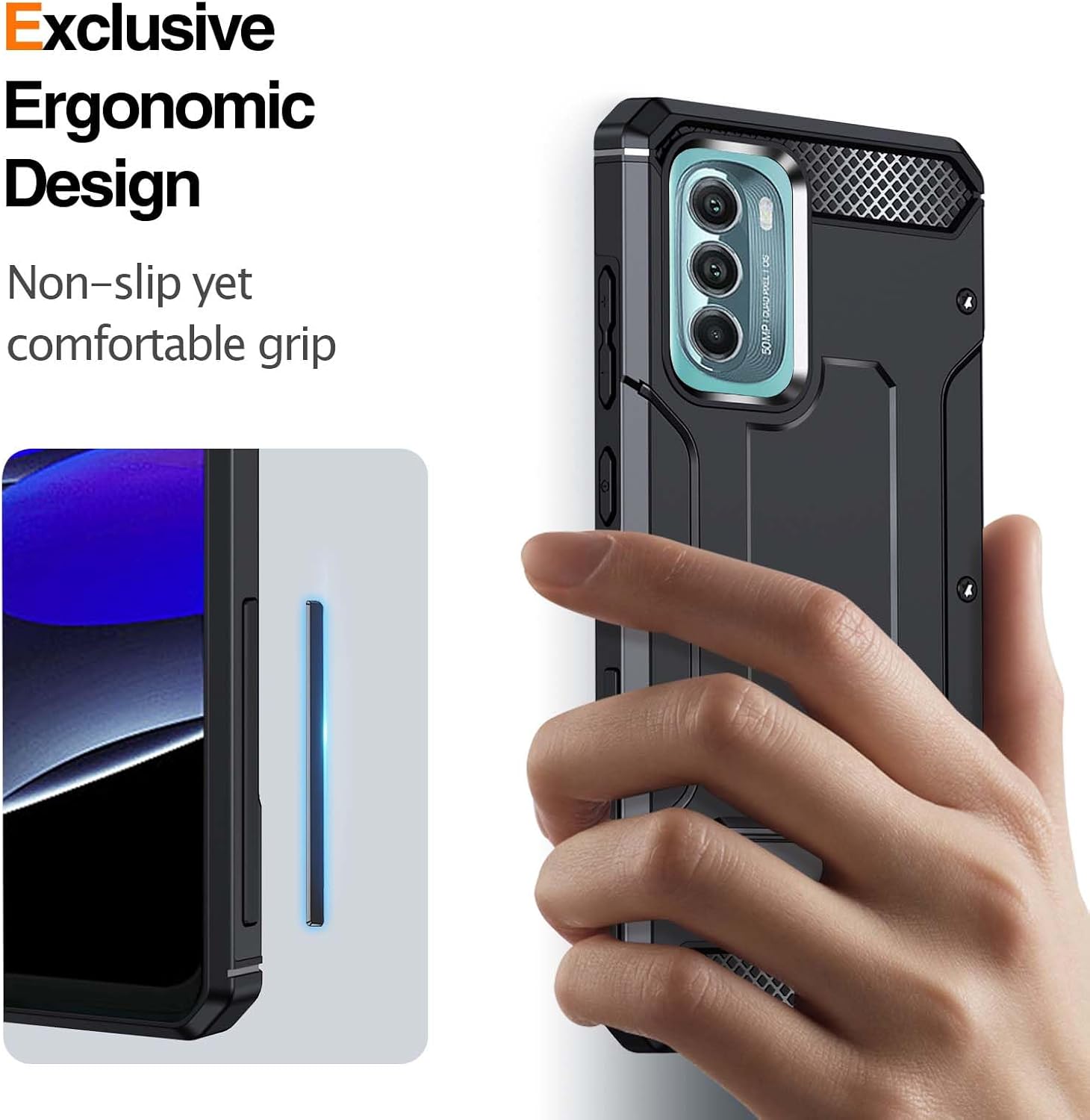Asuwish Funda para teléfono Moto G Stylus 2022 4G con protector de pantalla de vidrio templado y soporte delgado y resistente de grado militar,