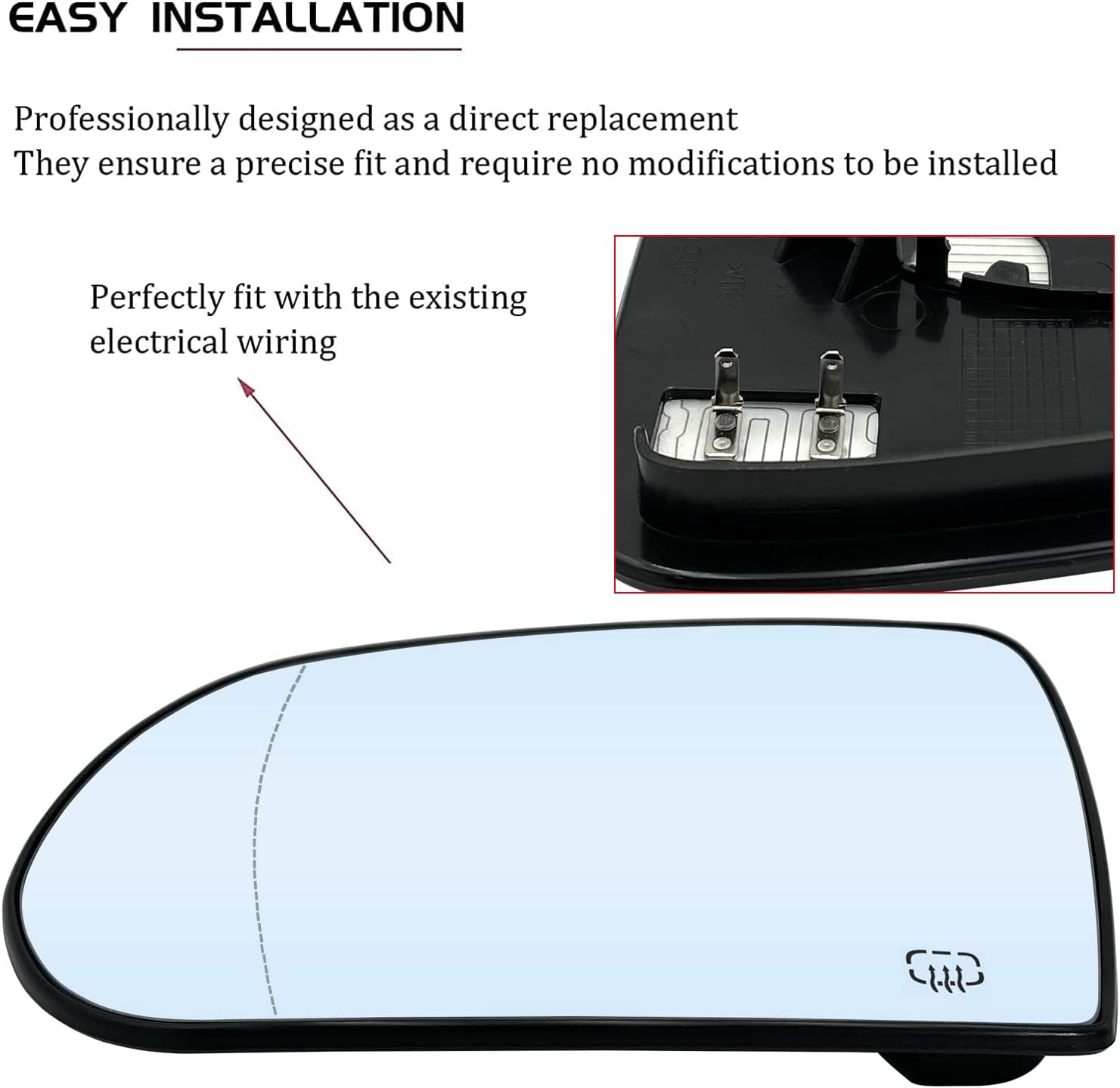 Espejo calefactable para el lado izquierdo del conductor para Jeep Cherokee 2014-2019, espejos Jeep Compass 2017-2021  Espejo convexo calefactable