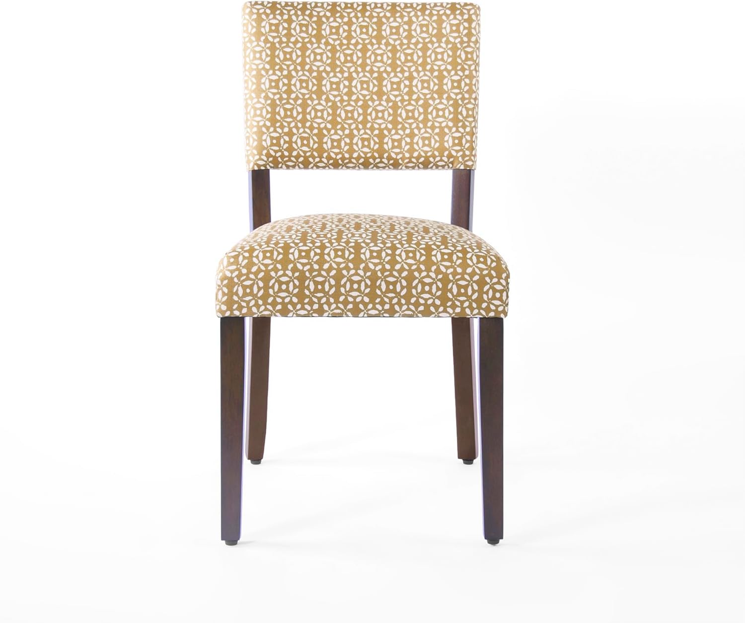 HomePop Decoración del hogar con respaldo abierto, lado de tela, sillas de comedor para cocina y sala de estar, estampado amarillo dorado (juego de