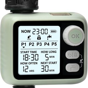 Temporizador de rociador de agua con 5 programas de riego separados para grifo de manguera de jardín, temporizador de manguera programable con Temporizador de rociador de agua con 5 programas de riego separados para grifo de manguera de jardín, temporizador de manguera programable con