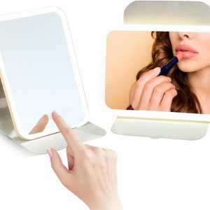 GcSige Espejo de tocador de viaje recargable con luces, espejo de belleza de maquillaje iluminado portátil, 3 modos de iluminación de color, GcSige Espejo de tocador de viaje recargable con luces, espejo de belleza de maquillaje iluminado portátil, 3 modos de iluminación de color,