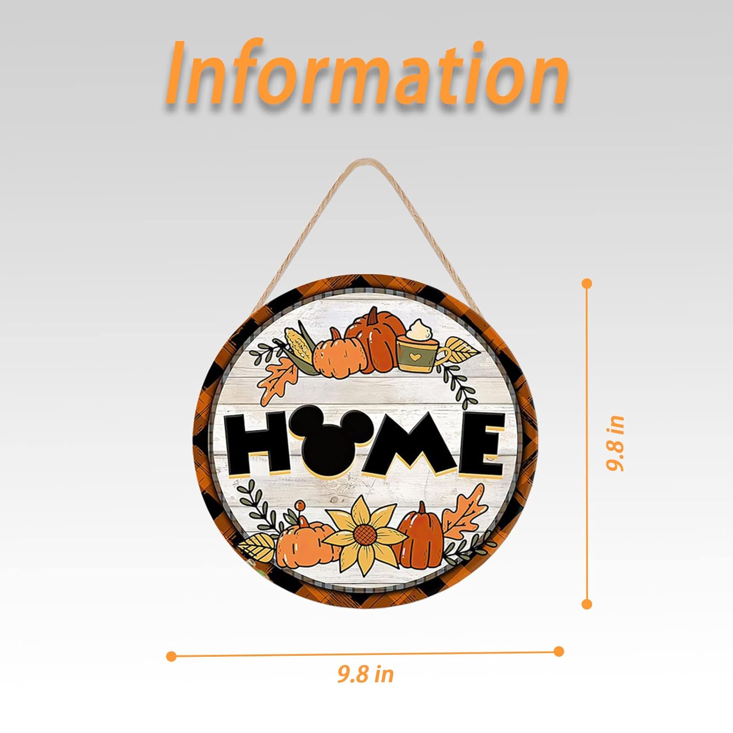 Thanksgiving Decorations Hello Fall Wood Sign Home Pumpkin Welcome Sign for Front Door Round Wood Sign Hanging Welcome Sign for Farmhouse Porch
