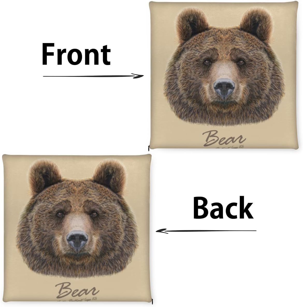 1 cojín para silla, cojín de espuma viscoelástica con diseño de oso de animal, almohadillas cuadradas extraíbles para silla de cocina, comedor,