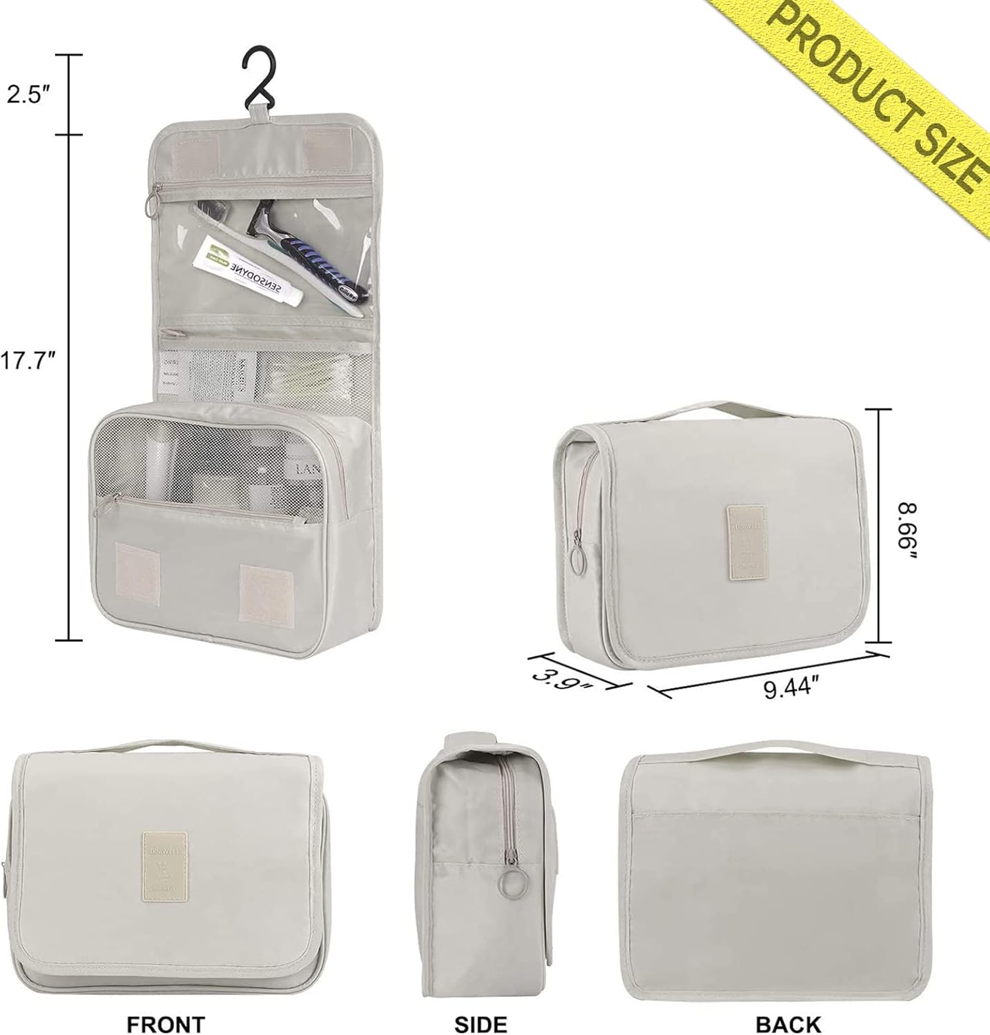 Neceser de viaje colgante con compartimento para artículos de tocador, organizador de maquillaje cosmético para mujeres y niñas, impermeable,