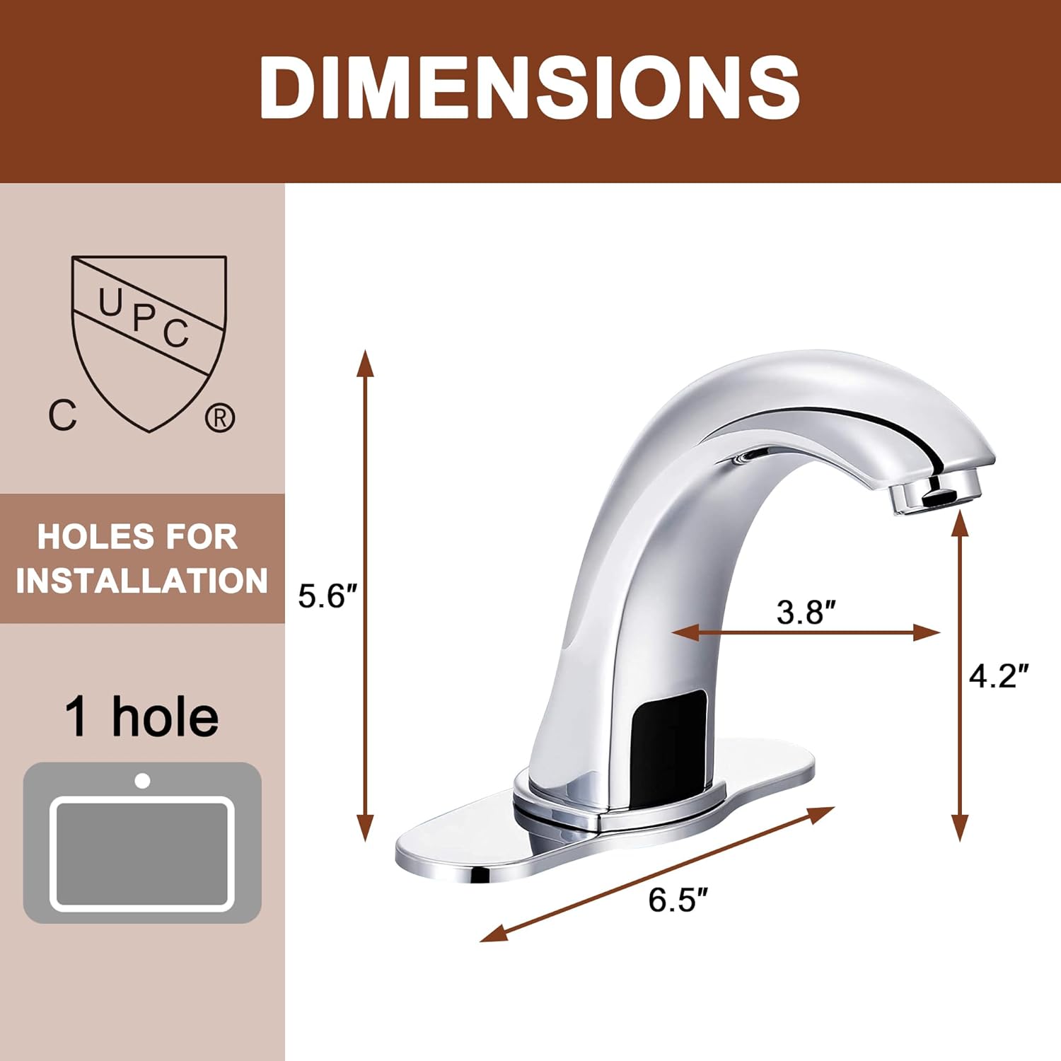Grifo de fregadero de baño sin contacto de níquel cepillado con válvula de mezcla de control de temperatura, sensor de movimiento automático