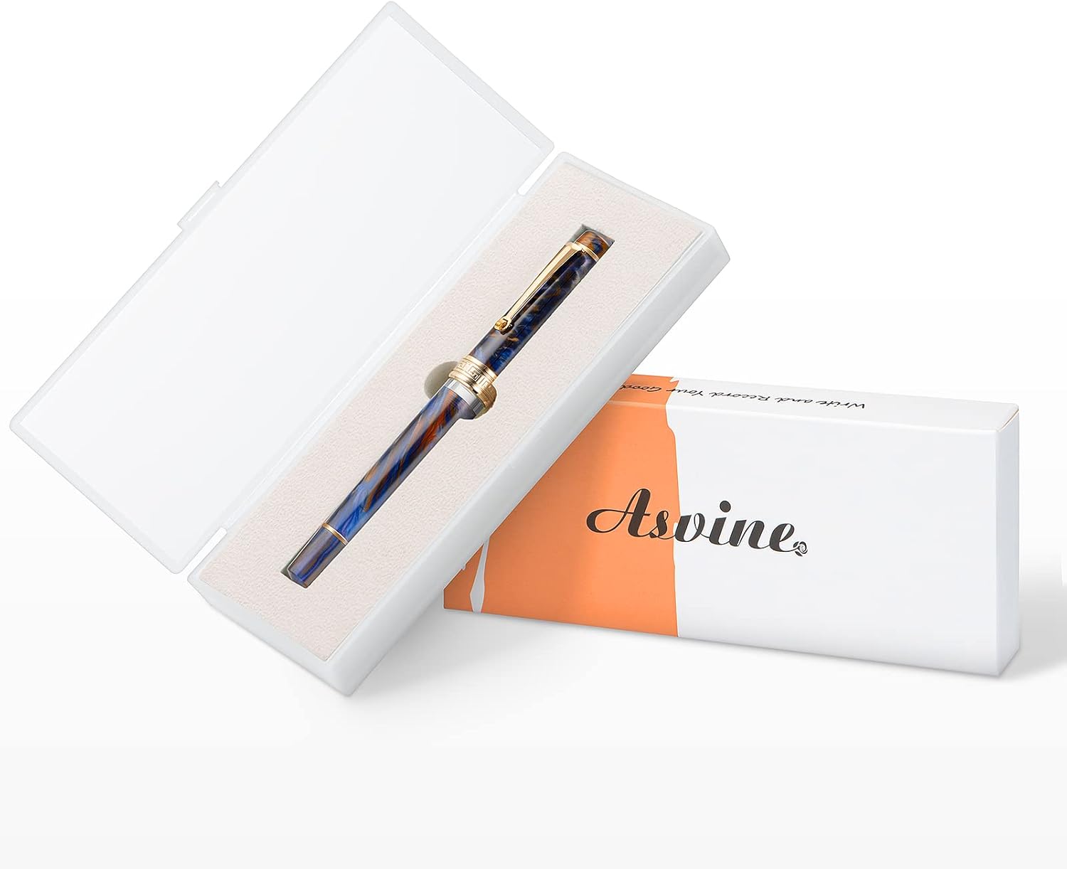 Asvine P20 – Pluma estilográfica de pistón de resina morada, punta media iridio con borde dorado, firma empresarial, colección Smooth Writer con