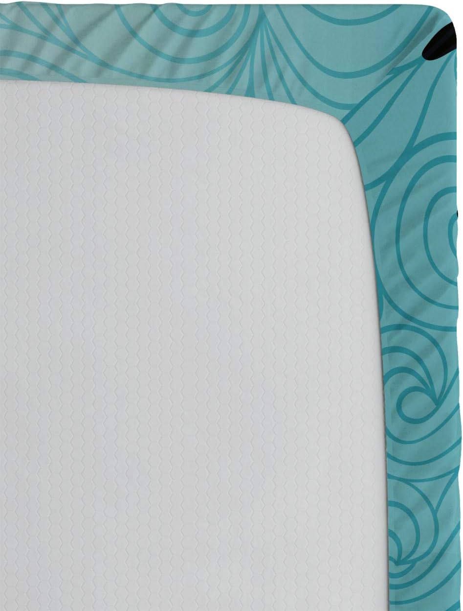 Ambesonne Sábana bajera marina, diseño de tortugas marinas con silueta de natación desde la parte inferior del océano bajo el agua, ropa de cama de