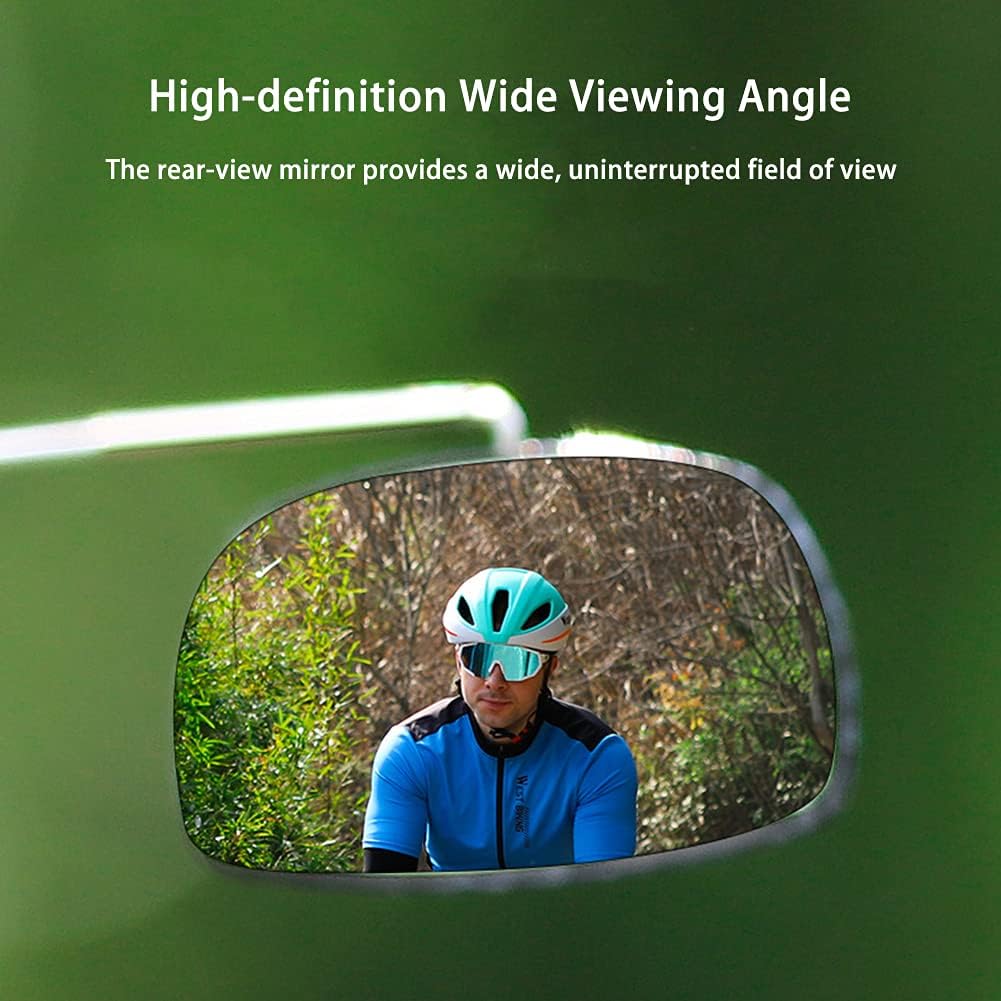 Pilarmuture Espejo de lentes de ciclismo, gran angular ajustable de 360 grados, espejo de bicicleta, espejo plano de visión trasera para ciclismo de