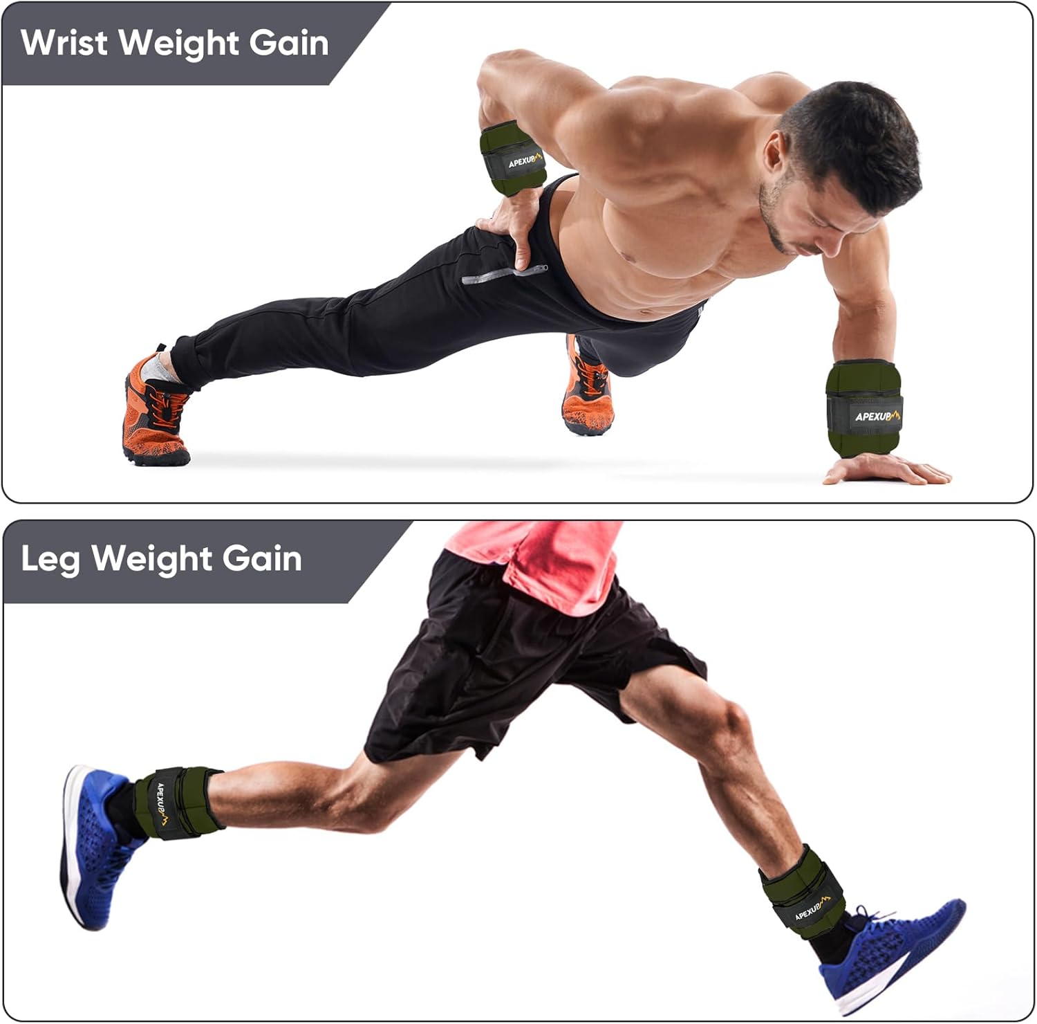 APEXUP 10 libraspar de pesas de tobillo ajustables para mujeres y hombres, correas de peso modularizadas para piernas para yoga, caminar, correr,
