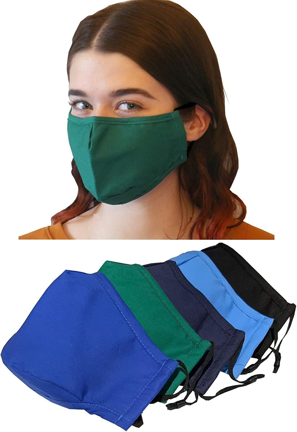 Máscara facial de tela para mujeres, hombres, adolescentes, fabricada en Estados Unidos, lavable, reutilizable, transpirable, con bolsillo para