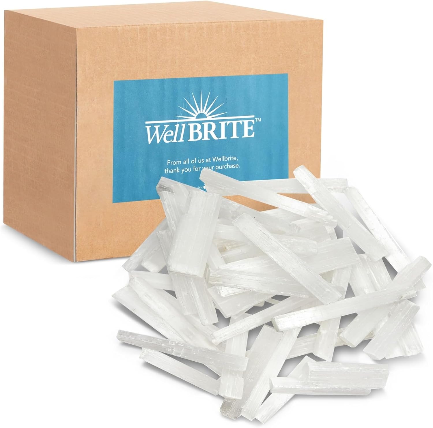 Wellbrite Varitas de selenita a granel, cristales curativos grandes para meditación (3-5 pulgadas, 3 libras)