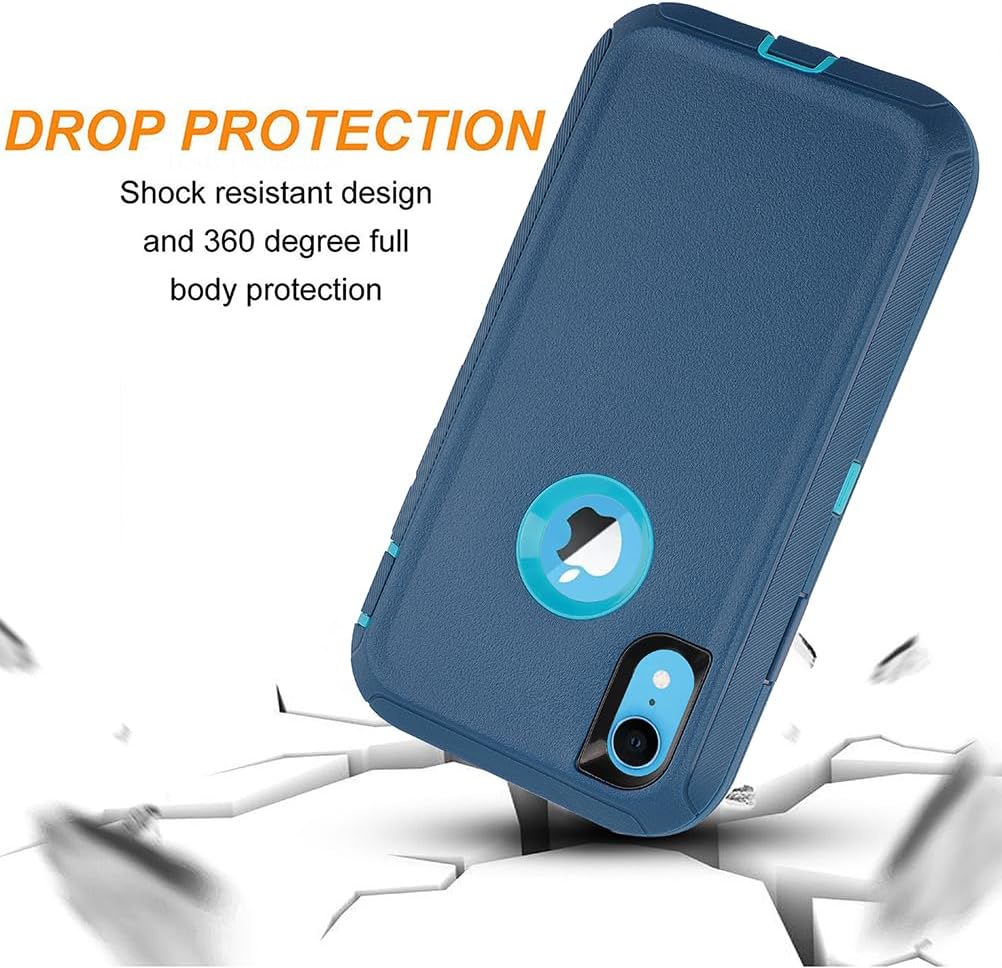 Funda protectora para iPhone XR a prueba de golpes y caídas, protección de grado militar resistente para Apple iPhone XR de 6.1 pulgadas (verde cian)